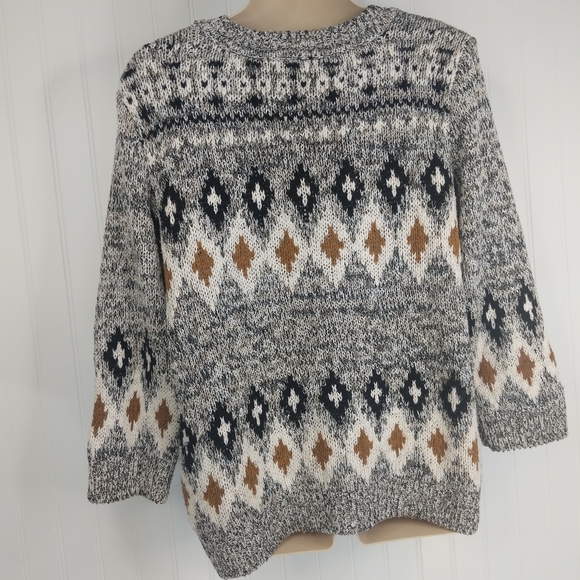 H&M Marled Tribal Print Chunky Boxy Sweater Sz M - Picture 7 of 11
